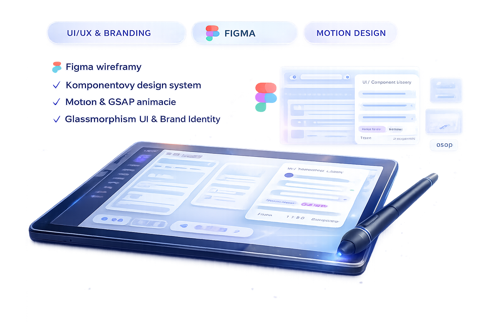 Ukážka UI/UX dizajnu, Figma komponentov a motion designu