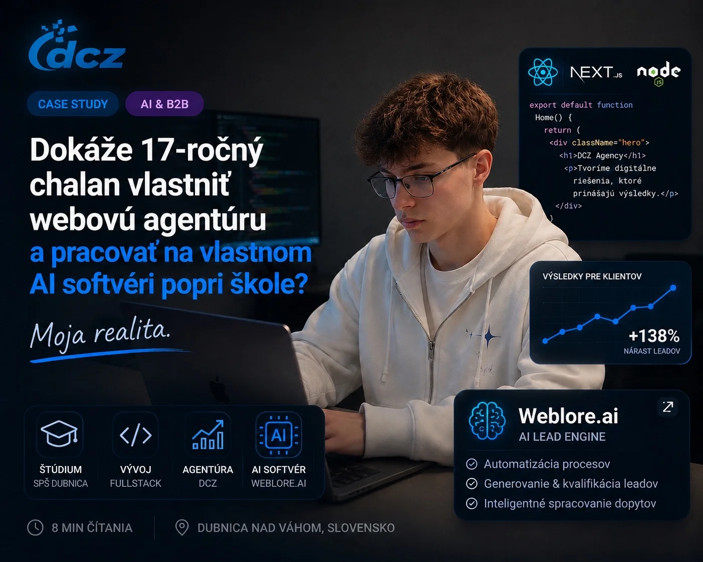 Prípadová štúdia — DCZ WebAgentúra: 17-ročný Full-Stack Developer